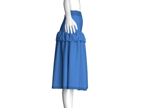 Girls Tiered Ruffled Midi Skirt 3D Model
