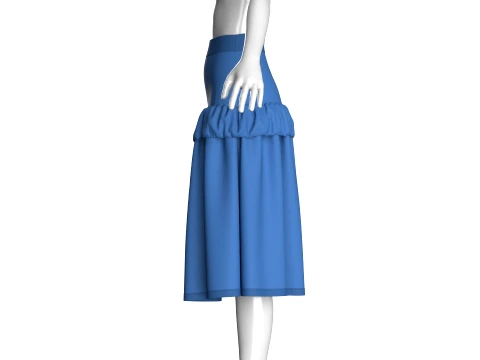 Girls Tiered Ruffled Midi Skirt 3D Model