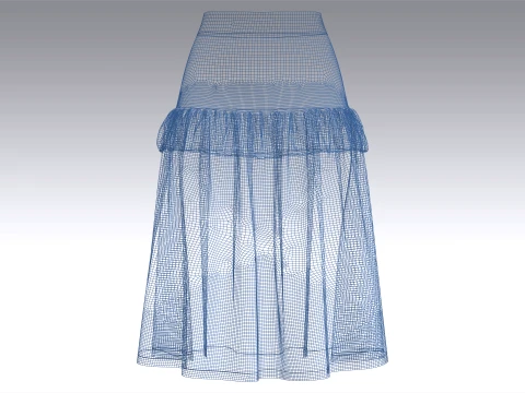 Girls Tiered Ruffled Midi Skirt 3D Model