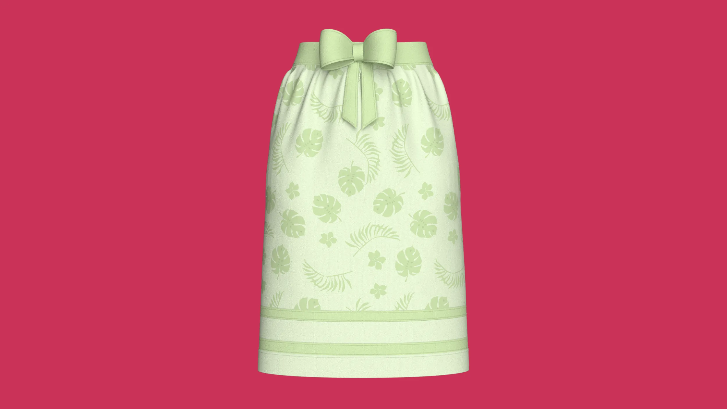 Girls Tropical Printed Midi Skirt 3D Model .c4d .max .obj .3ds .fbx .stl .blend