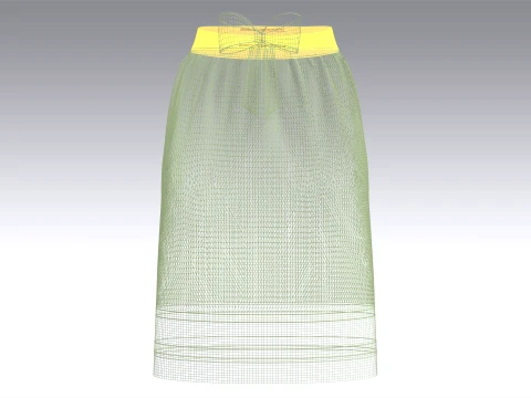 Girls Tropical Printed Midi Skirt 3D Model