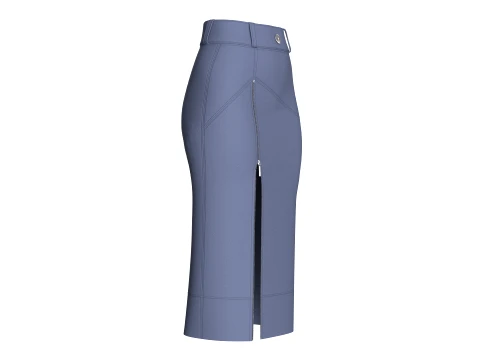 Girls Zippered Slit Pencil Skirt 3D Model