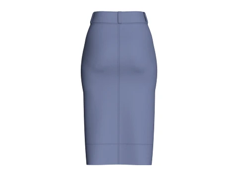 Girls Zippered Slit Pencil Skirt 3D Model