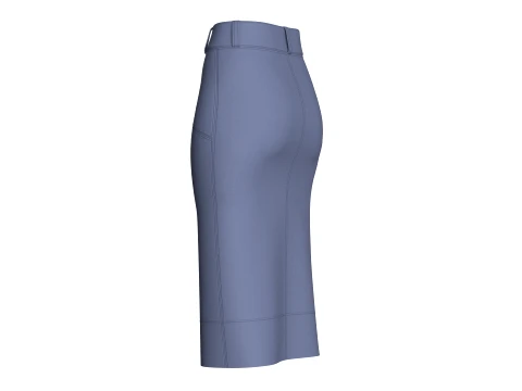 Girls Zippered Slit Pencil Skirt 3D Model