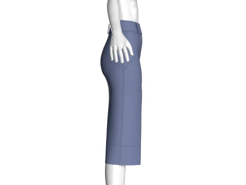 Girls Zippered Slit Pencil Skirt 3D Model