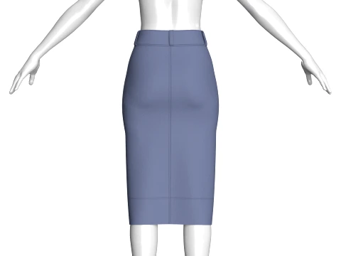 Girls Zippered Slit Pencil Skirt 3D Model