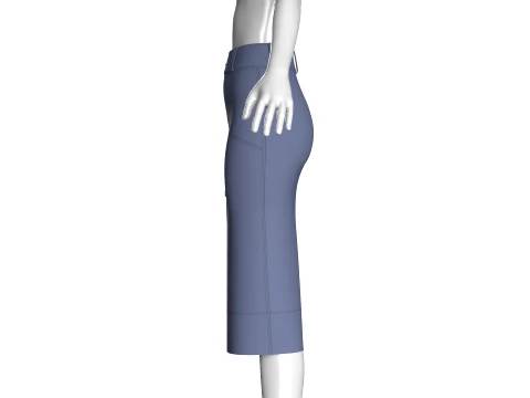 Girls Zippered Slit Pencil Skirt 3D Model