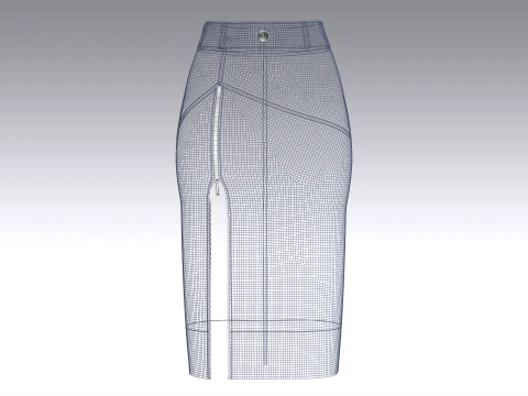 Girls Zippered Slit Pencil Skirt 3D Model
