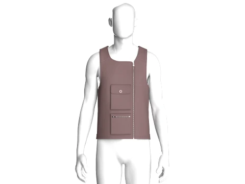 Men Sleeveless Multi Pocket Vest 3D Model