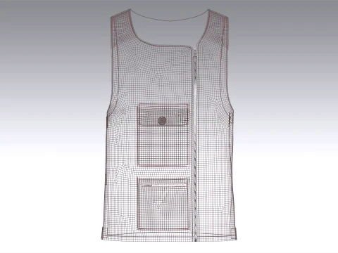 Men Sleeveless Multi Pocket Vest 3D Model