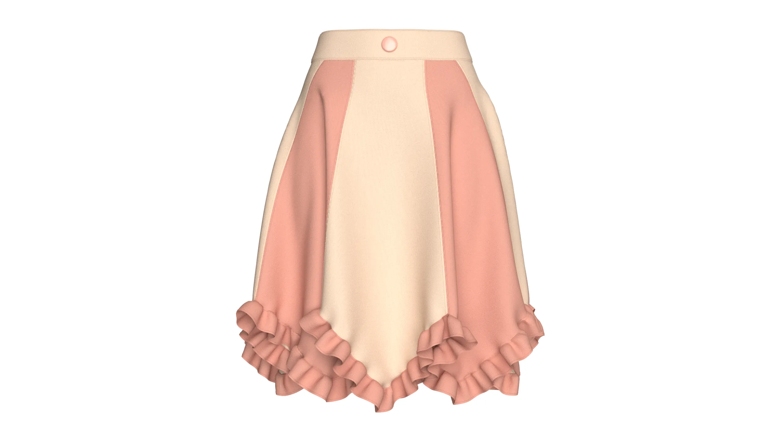 Girls Two-Tone Color Block Ruffled Skirt 3D Model .c4d .max .obj .3ds .fbx .stl .blend 