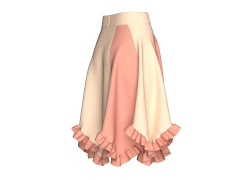 Girls Two-Tone Color Block Ruffled Skirt 3D Model