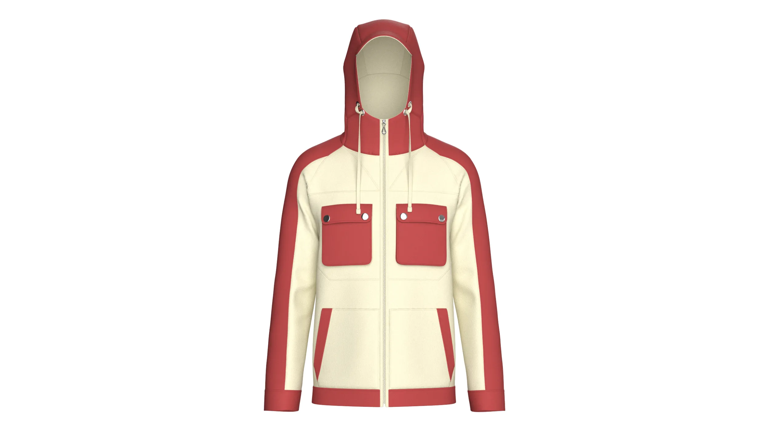 Men Color Blocked High-Neck Hooded Jacket 3D Model .c4d .max .obj .3ds .fbx .stl .blend 