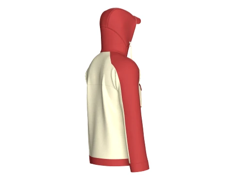 Men Color Blocked High-Neck Hooded Jacket 3D Model