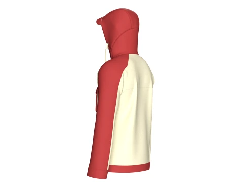 Men Color Blocked High-Neck Hooded Jacket 3D Model