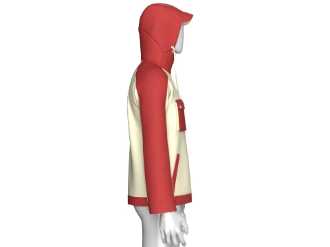 Men Color Blocked High-Neck Hooded Jacket 3D Model