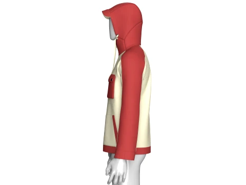 Men Color Blocked High-Neck Hooded Jacket 3D Model