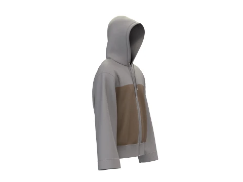 Men Color-Blocked Oversized Hoodie 3D Model