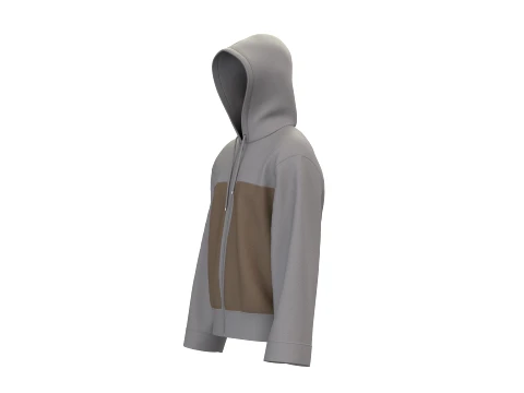 Men Color-Blocked Oversized Hoodie 3D Model