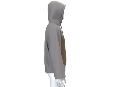 Men Color-Blocked Oversized Hoodie 3D Model