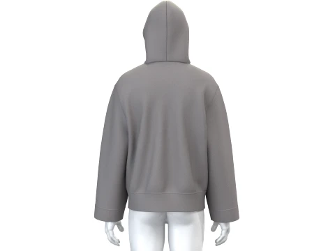 Men Color-Blocked Oversized Hoodie 3D Model
