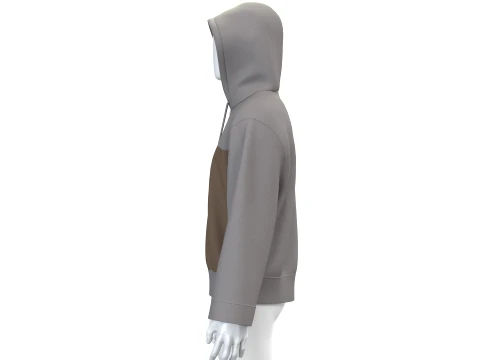 Men Color-Blocked Oversized Hoodie 3D Model