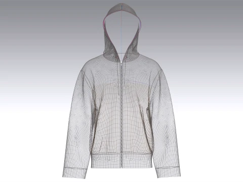 Men Color-Blocked Oversized Hoodie 3D Model