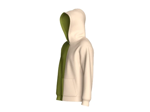 Men Two Ton Zip-Up Hoodie 3D Model