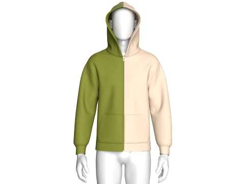 Men Two Ton Zip-Up Hoodie 3D Model