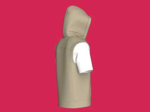 Men Zip Up Short-Sleeve Hoodie With Tshirt 3D Model