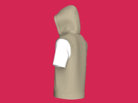 Men Zip Up Short-Sleeve Hoodie With Tshirt 3D Model