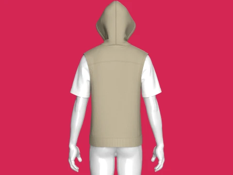 Men Zip Up Short-Sleeve Hoodie With Tshirt 3D Model