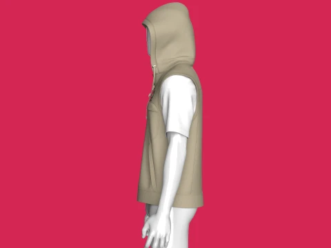 Men Zip Up Short-Sleeve Hoodie With Tshirt 3D Model
