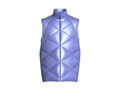 Erkek Elmas Kapitone Fermuarlı Şişme Ceket 3D Model