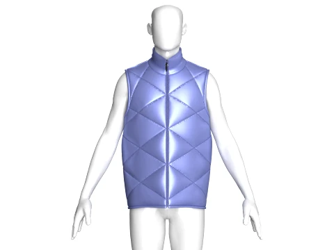 Men Diamond-Quilted Zip Up Puffer Jacket 3D Model