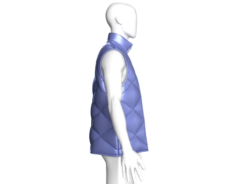 Men Diamond-Quilted Zip Up Puffer Jacket 3D Model