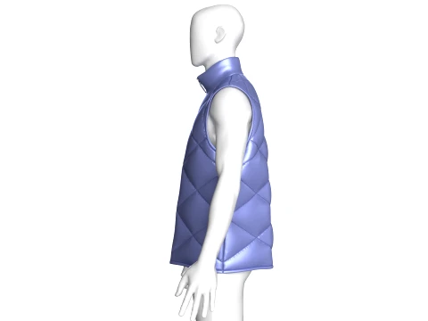 Men Diamond-Quilted Zip Up Puffer Jacket 3D Model