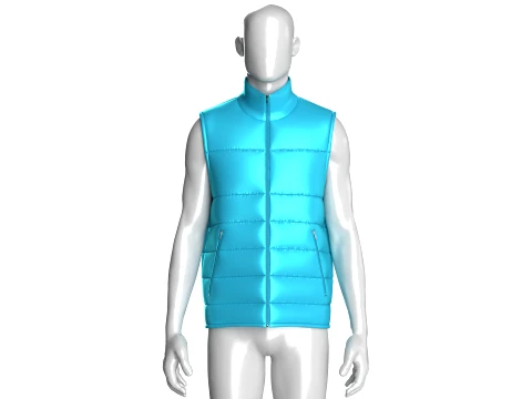 Men Sleeveless High Neck Puffer Jacket 3D Model