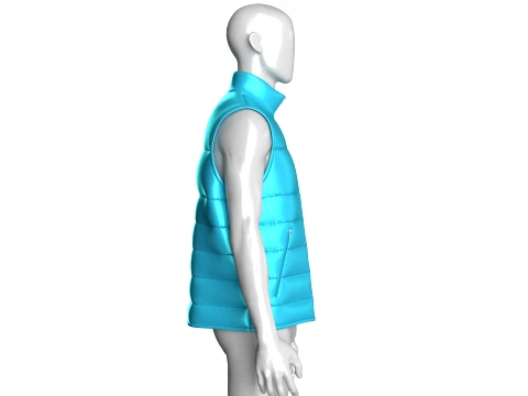 Men Sleeveless High Neck Puffer Jacket 3D Model