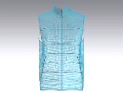 Men Sleeveless High Neck Puffer Jacket 3D Model