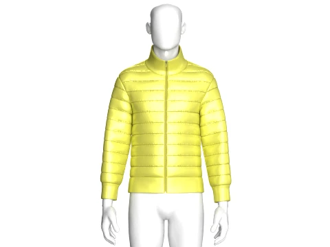 Men Zip-Up Padded Winter Jacket 3D Model