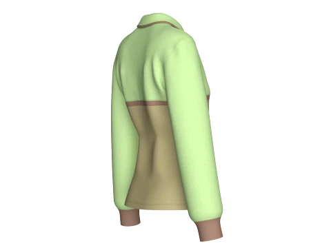 Girls Color Blocked Long-Sleeve Polo Shirt 3D Model