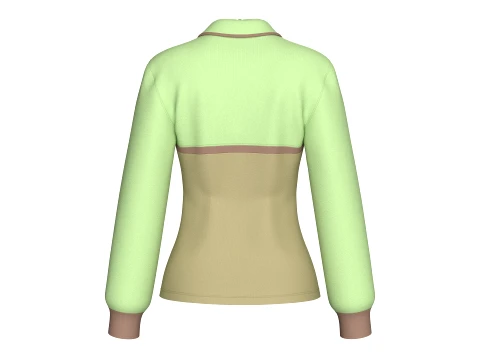 Girls Color Blocked Long-Sleeve Polo Shirt 3D Model