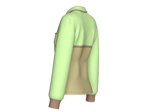 Girls Color Blocked Long-Sleeve Polo Shirt 3D Model