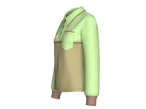 Girls Color Blocked Long-Sleeve Polo Shirt 3D Model