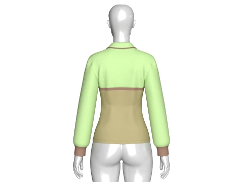 Girls Color Blocked Long-Sleeve Polo Shirt 3D Model