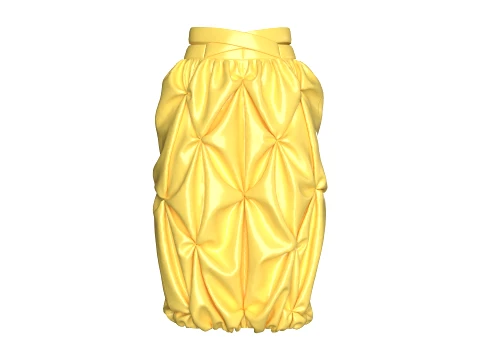 Girls Criss-Cross Waist Smocked Bubble Skirt 3D Model