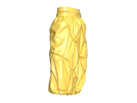 Girls Criss-Cross Waist Smocked Bubble Skirt 3D Model