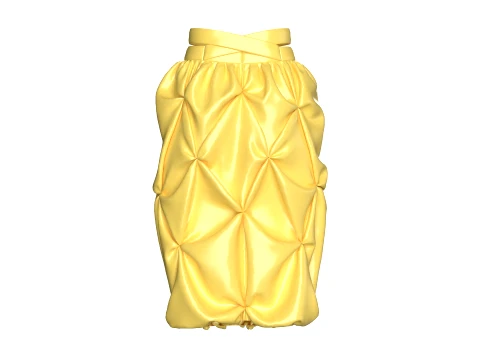 Girls Criss-Cross Waist Smocked Bubble Skirt 3D Model