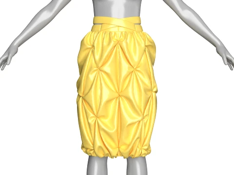 Girls Criss-Cross Waist Smocked Bubble Skirt 3D Model